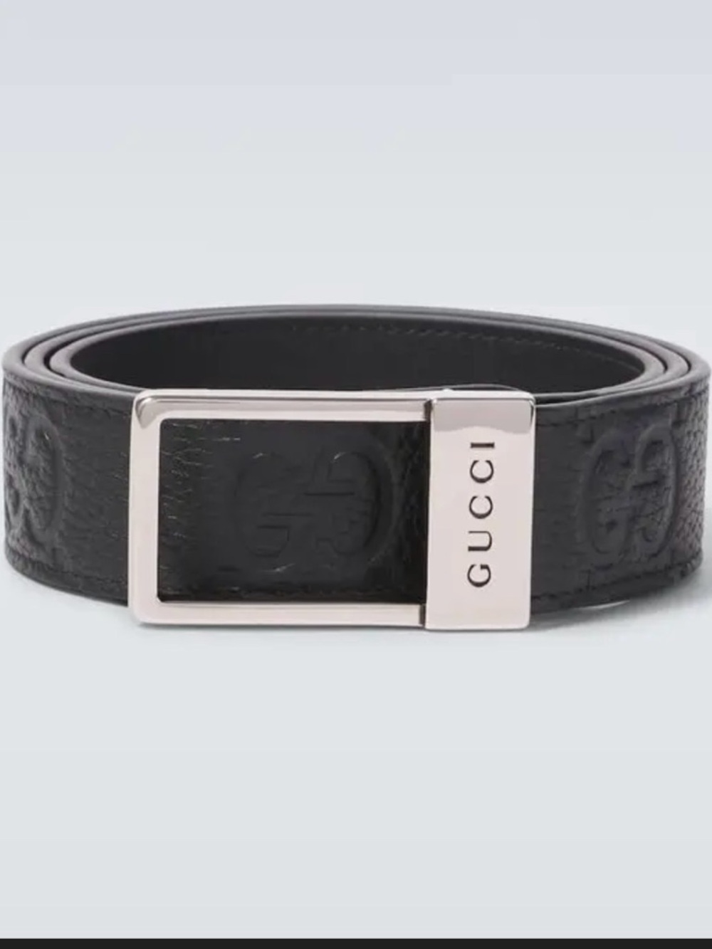 Gucci Black Embossed Leather Belt - Picture 2 of 8